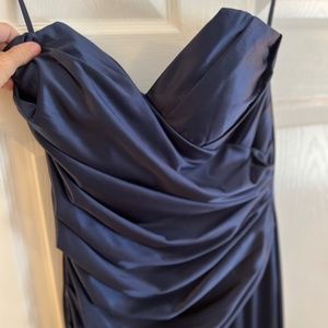 Beautiful and elegant long Navy strapless gown